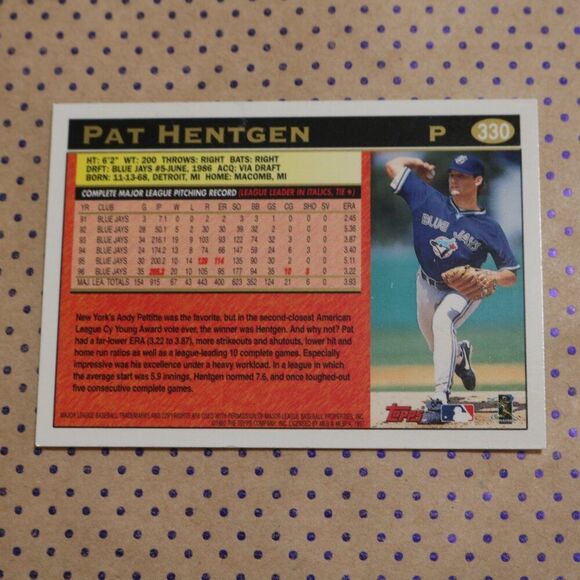 Pat Hentgen #330 Baseball Card - Picture 2 of 2